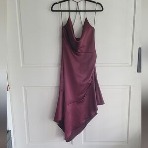 Parker Black Strappy Satin Dress in Plum